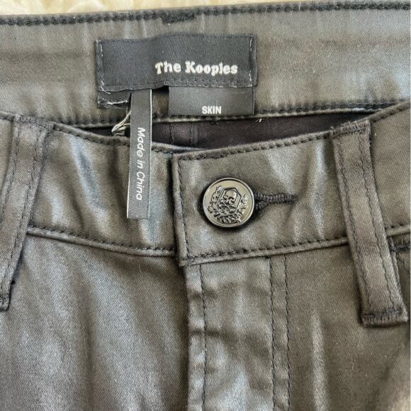 THE KOOPLES LEATHER EFFECT LOW RISE SLIM FIT BLACK SKINNY JEANS SIZE 25 - Picture 6 of 7